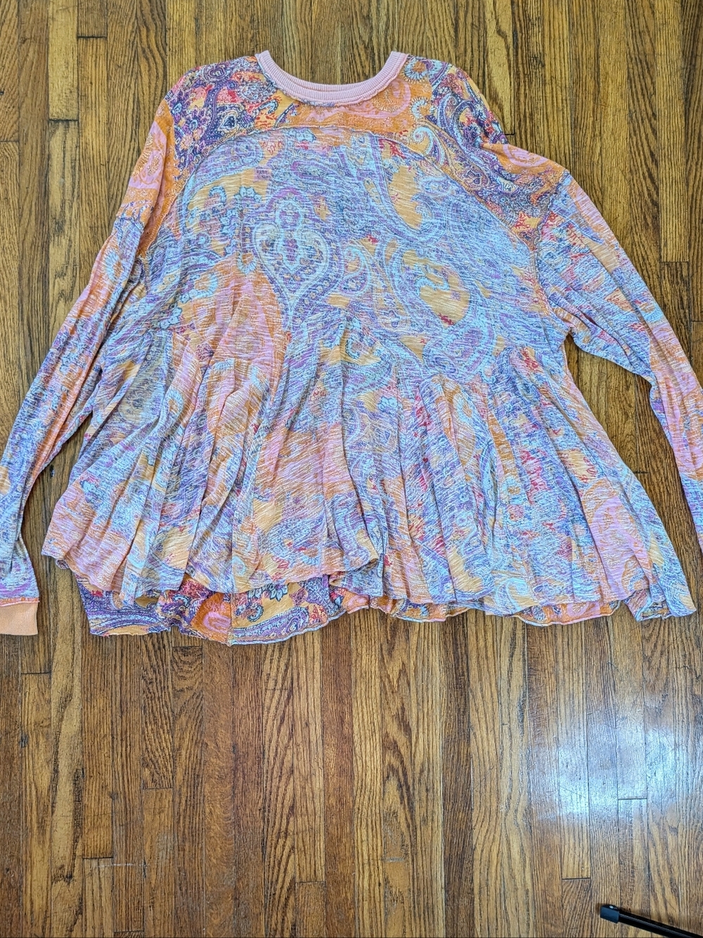Free People Paisley Tunic Top in Pink & Blue Size Small